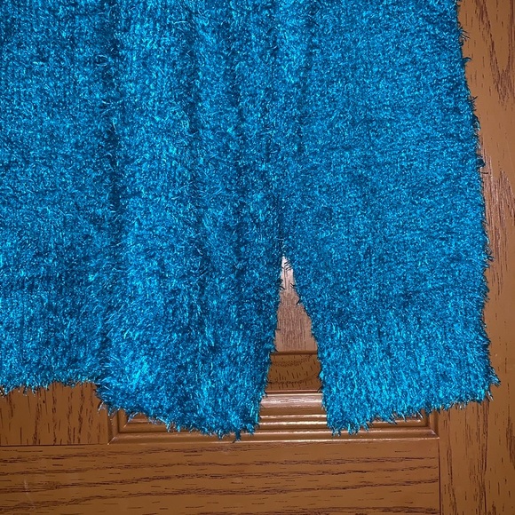 Molly & Isadora Vita Turtleneck Fuzzy Knit Pullover Sweater In Dark Teal - Picture 10 of 16